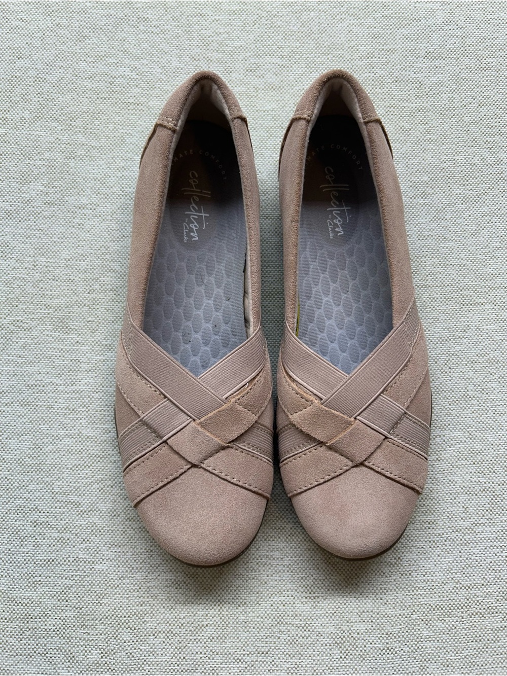 Clarks Women's Taupe Crossover Slip-On Flats